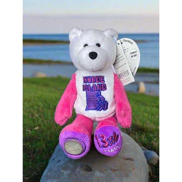 2001 Limited Treasures Rhode Island State Quarter Coin Bean Bear Plush - Picture 1 of 4
